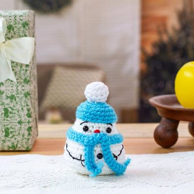 Primary image for Crocheted Christmas Decorative Accent with Snowman Motif Cute Snowman