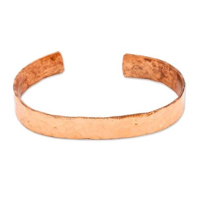Alternate image for Classic Hammered Copper Cuff Bracelet Crafted in Mexico Memories of Delight