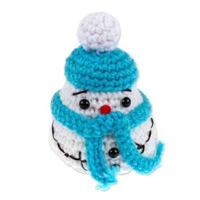 Alternate image for Crocheted Christmas Decorative Accent with Snowman Motif Cute Snowman