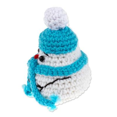 Alternate image for Crocheted Christmas Decorative Accent with Snowman Motif Cute Snowman