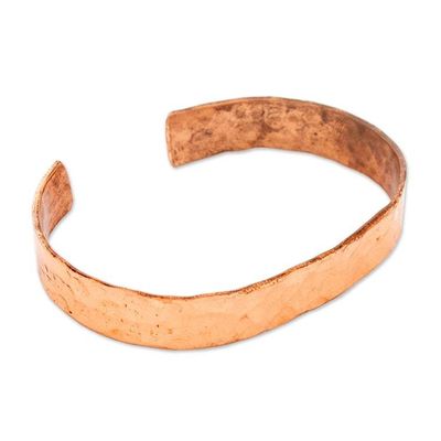 Alternate image for Classic Hammered Copper Cuff Bracelet Crafted in Mexico Memories of Delight