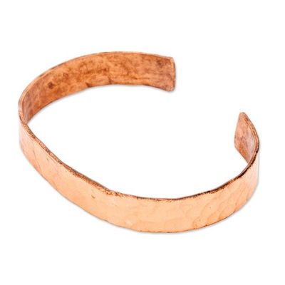 Alternate image for Classic Hammered Copper Cuff Bracelet Crafted in Mexico Memories of Delight