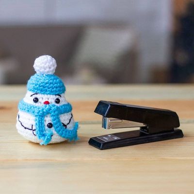 Alternate image for Crocheted Christmas Decorative Accent with Snowman Motif Cute Snowman