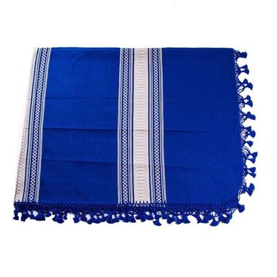 Primary image for Royal Blue Cotton Hand Loomed Zapotec FullQueen Bedspread Memories in Blue