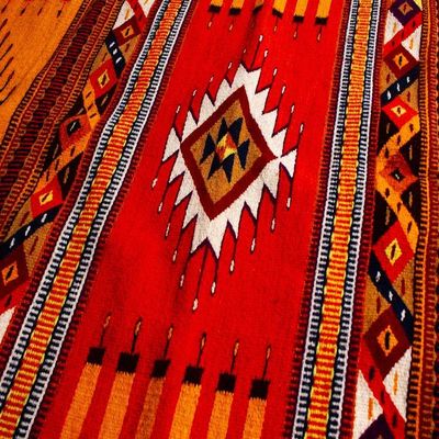 Alternate image for Handwoven Zapotec Wool Area Rug with Mexican Motifs 2.5x5 Phases of a Day