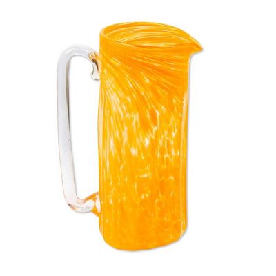 Alternate image for Recycled Glass Pitchers and Tumblers in Orange Set for 6 Garden Relaxation in Marigold