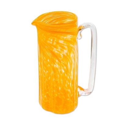 Alternate image for Recycled Glass Pitchers and Tumblers in Orange Set for 6 Garden Relaxation in Marigold