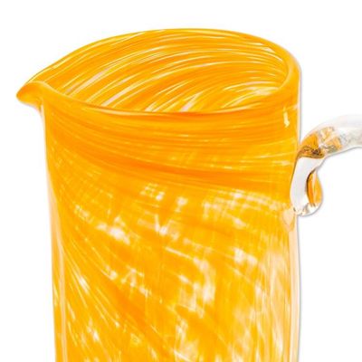 Alternate image for Recycled Glass Pitchers and Tumblers in Orange Set for 6 Garden Relaxation in Marigold