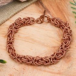 Image for Handcrafted Copper Rope Motif Chain Bracelet from Mexico Bright Twist