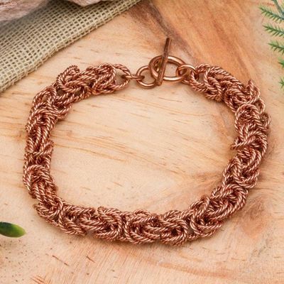 Primary image for Handcrafted Copper Rope Motif Chain Bracelet from Mexico Bright Twist