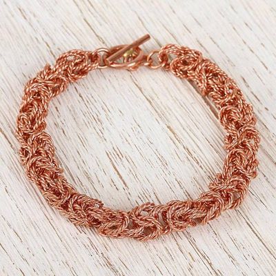 Alternate image for Handcrafted Copper Rope Motif Chain Bracelet from Mexico Bright Twist