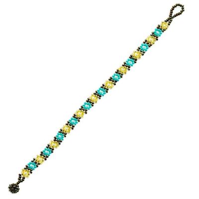 Alternate image for Handcrafted Glass Beaded Bracelet with Floral Motifs Turquoise Sparks