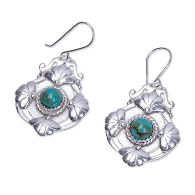 Alternate image for Ornate Turquoise Dangle Earrings from Mexico Florid