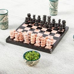 Image for Marble Chess Set in Black and Pink from Mexico 7.5 in. Black and Pink Challenge