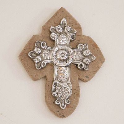 Primary image for Baroque-Inspired Pewter and Reclaimed Stone Wall Cross Baroque Faith
