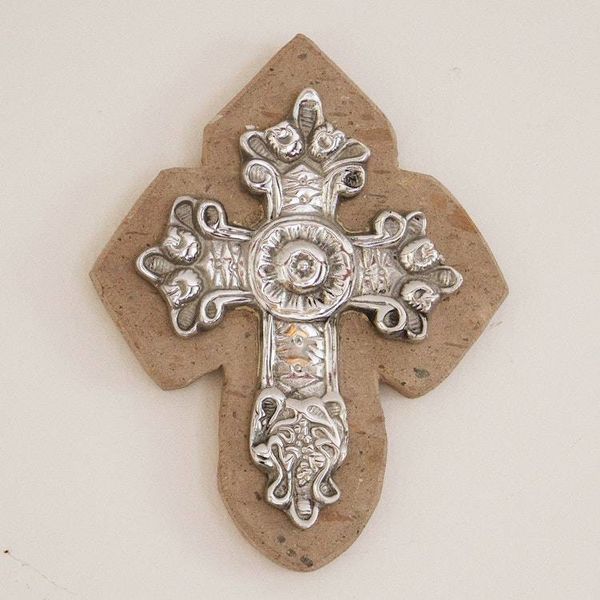 Alternate image for Baroque-Inspired Pewter and Reclaimed Stone Wall Cross Baroque Faith