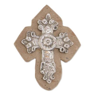 Alternate image for Baroque-Inspired Pewter and Reclaimed Stone Wall Cross Baroque Faith