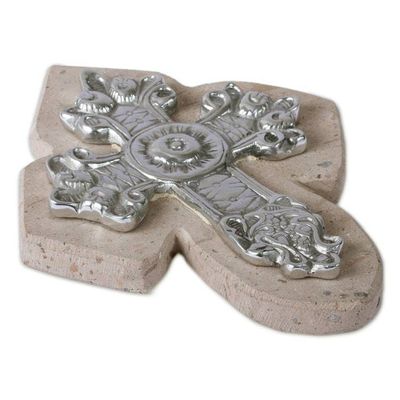 Alternate image for Baroque-Inspired Pewter and Reclaimed Stone Wall Cross Baroque Faith