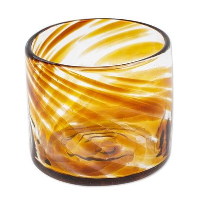 Alternate image for 4 Hand Blown Brown Recycled Glass Juice Glasses from Mexico Amber Relaxation