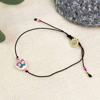 Primary image for Painted Howlite Butterfly Pendant Bracelet with Crystal Bead Sublime Butterfly