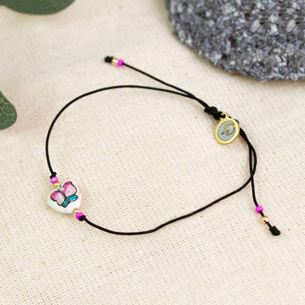 Painted Howlite Butterfly Pendant Bracelet with Crystal Bead 'Sublime Butterfly'