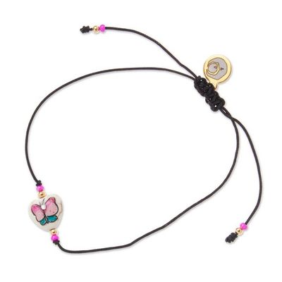 Alternate image for Painted Howlite Butterfly Pendant Bracelet with Crystal Bead Sublime Butterfly