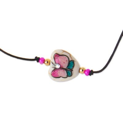 Alternate image for Painted Howlite Butterfly Pendant Bracelet with Crystal Bead Sublime Butterfly