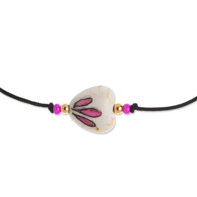 Alternate image for Painted Howlite Butterfly Pendant Bracelet with Crystal Bead Sublime Butterfly