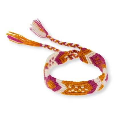 Alternate image for Geometric-Themed Handwoven Cotton Friendship Bracelet Intricate Geometry