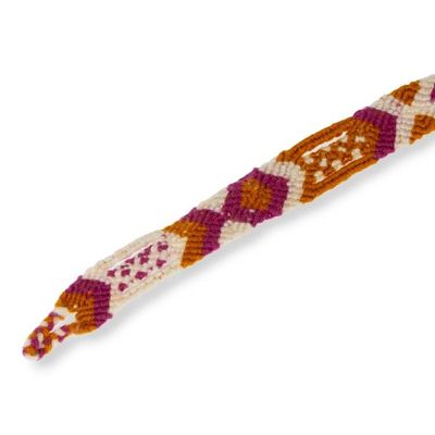 Alternate image for Geometric-Themed Handwoven Cotton Friendship Bracelet Intricate Geometry