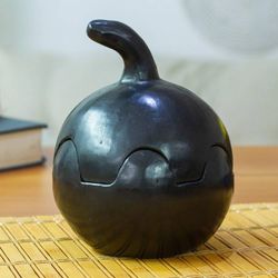 Image for Mexican Barro Negro Pumpkin-Shaped Handmade Decorative Box Pumpkin