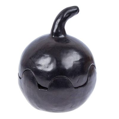 Alternate image for Mexican Barro Negro Pumpkin-Shaped Handmade Decorative Box Pumpkin