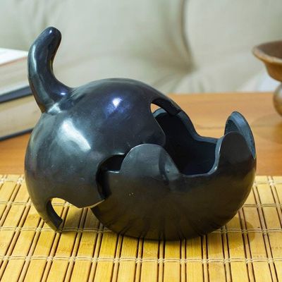 Alternate image for Mexican Barro Negro Pumpkin-Shaped Handmade Decorative Box Pumpkin