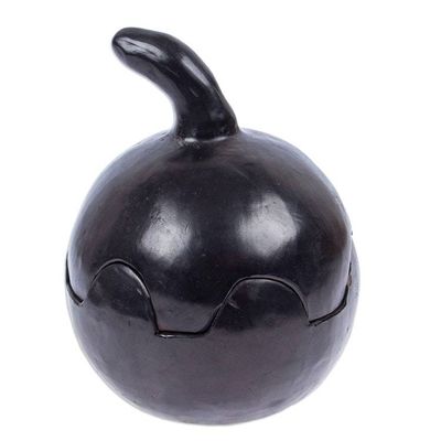Alternate image for Mexican Barro Negro Pumpkin-Shaped Handmade Decorative Box Pumpkin