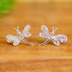 Image for Butterfly Drop Earrings Taxco Butterfly