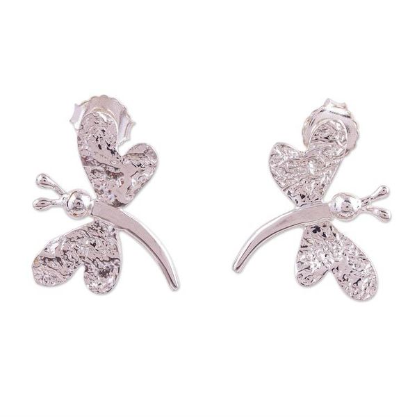 Alternate image for Butterfly Drop Earrings Taxco Butterfly