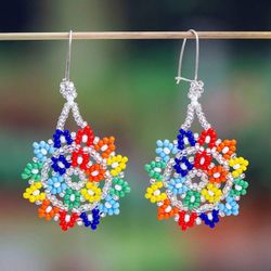 Image for Multicolored Glass Beaded Dangle Earrings from Mexico Colors of Happiness