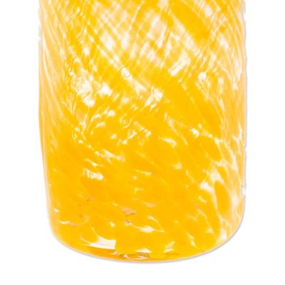 Alternate image for Set of 4 Orange Mexican Handblown Recycled Glass Tumblers Garden Relaxation in Mango