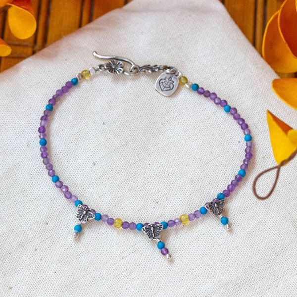 Alternate image for Amethyst Reconstituted Turquoise Butterfly Charm Bracelet Magical Butterflies
