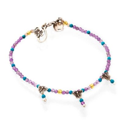 Alternate image for Amethyst Reconstituted Turquoise Butterfly Charm Bracelet Magical Butterflies