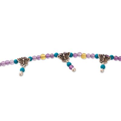 Alternate image for Amethyst Reconstituted Turquoise Butterfly Charm Bracelet Magical Butterflies