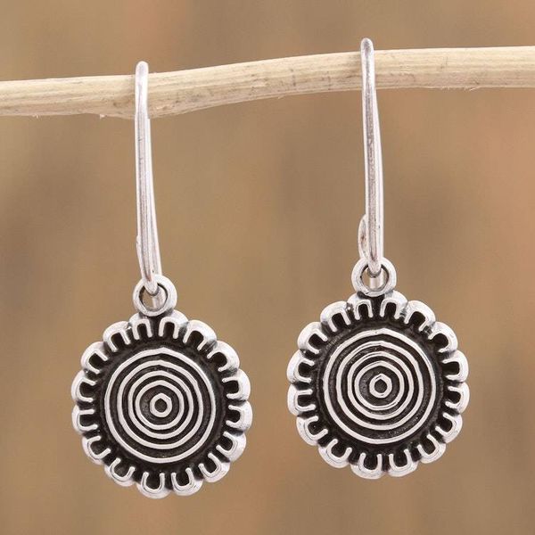 Alternate image for Handcrafted Sterling Silver Dangle Earrings from Mexico Sun over Mexico