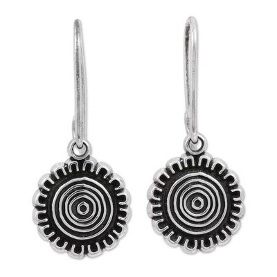 Alternate image for Handcrafted Sterling Silver Dangle Earrings from Mexico Sun over Mexico