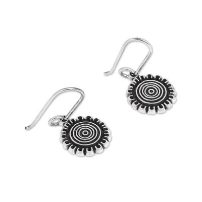 Alternate image for Handcrafted Sterling Silver Dangle Earrings from Mexico Sun over Mexico