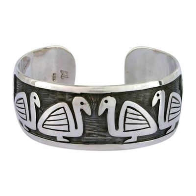 Alternate image for Sterling silver cuff bracelet Pre-Hispanic Ducks