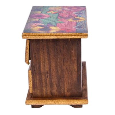 Alternate image for Decoupage on Pinewood Jewelry Box with Flowers  Hummingbird Floral Hummingbirds