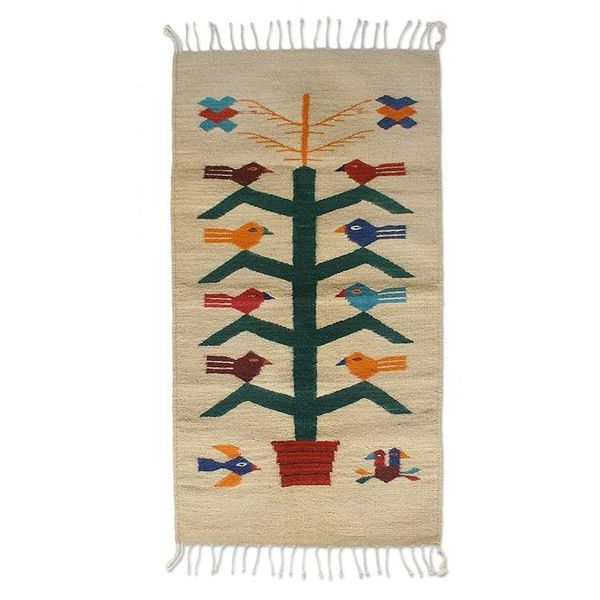 Alternate image for Artisan Crafted Wool Area Rug with Birds 2x3.5 Birds and Corn