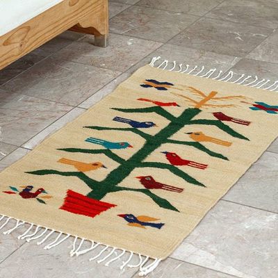 Alternate image for Artisan Crafted Wool Area Rug with Birds 2x3.5 Birds and Corn