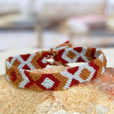 Primary image for Earth-Tone Cotton Macrame Wristband Bracelet from Mexico Earthen Oasis