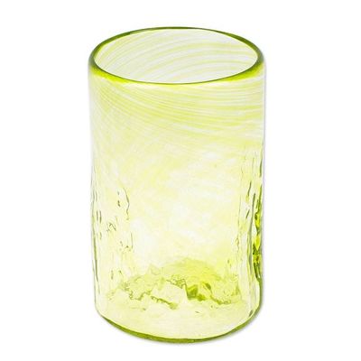 Alternate image for 4 Hand Blown Eco-Friendly Recycled Glass Tumblers in Green Garden Relaxation in Lemon